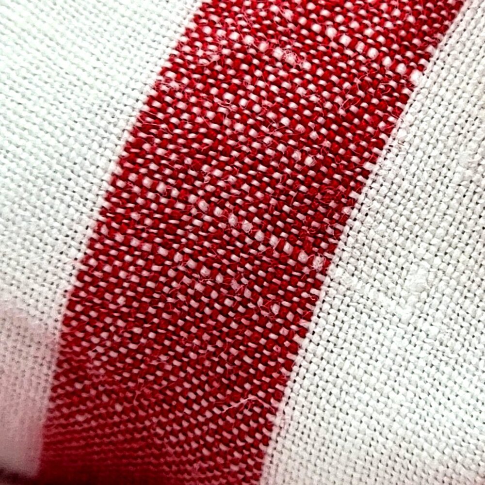 J Crew Linen Red & White Striped Button-Up Long Sleeve Shirt With Chest Pockets - Picture 8 of 11